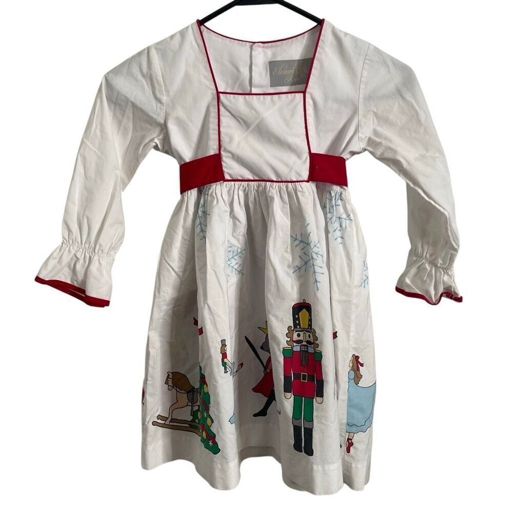 Eleanor Rose Girls Ginger Dress 5/6 Nutcracker Red Sash Holiday Cotton Poplin